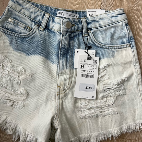 NWT Zara High Rise Short Denim Rigid 2 - Picture 4 of 4